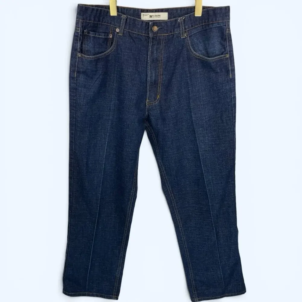 PJ Mark Mens Dark Wash Denim Straight Leg Loose Fit Jeans Size 38x32 (38x30)